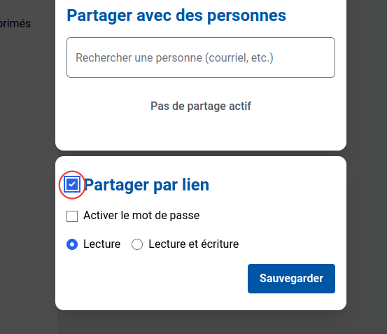 Cochez partager par lien