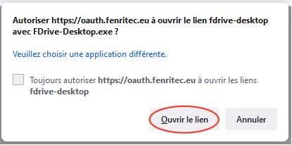 Autoriser le navigateur à ouvrir l'application